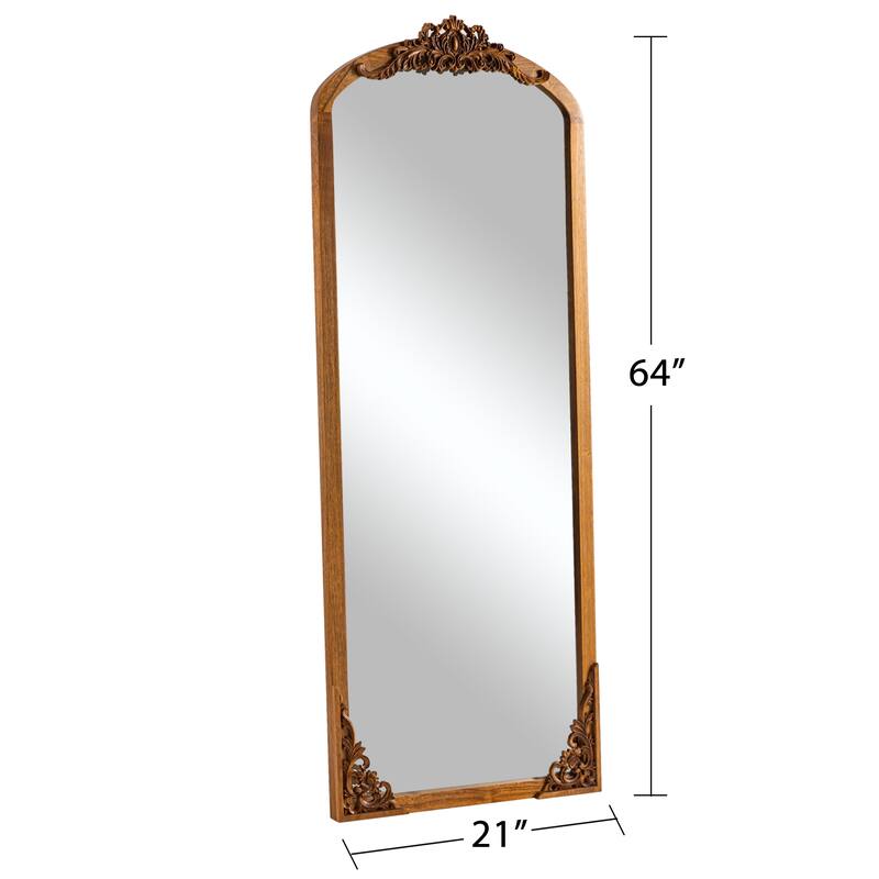 Lumioca Carved Solid Wood Arched Standing Mirror Wall Mirror