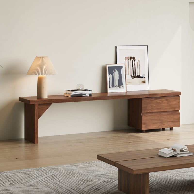 Modern 71" Solid Wood Tv Stand With Drawers, Media Console Table For Living Room, Walnut Finish