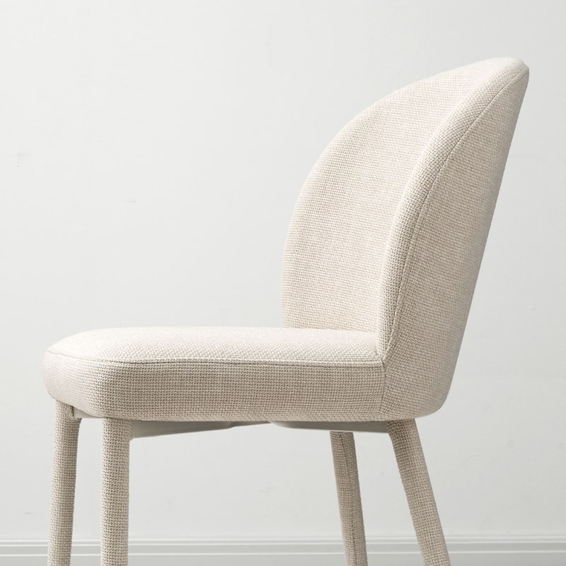 Fully Upholstered Textured Fabric Dining Chairs with Fabric-Wrapped Legs (Set of 4)