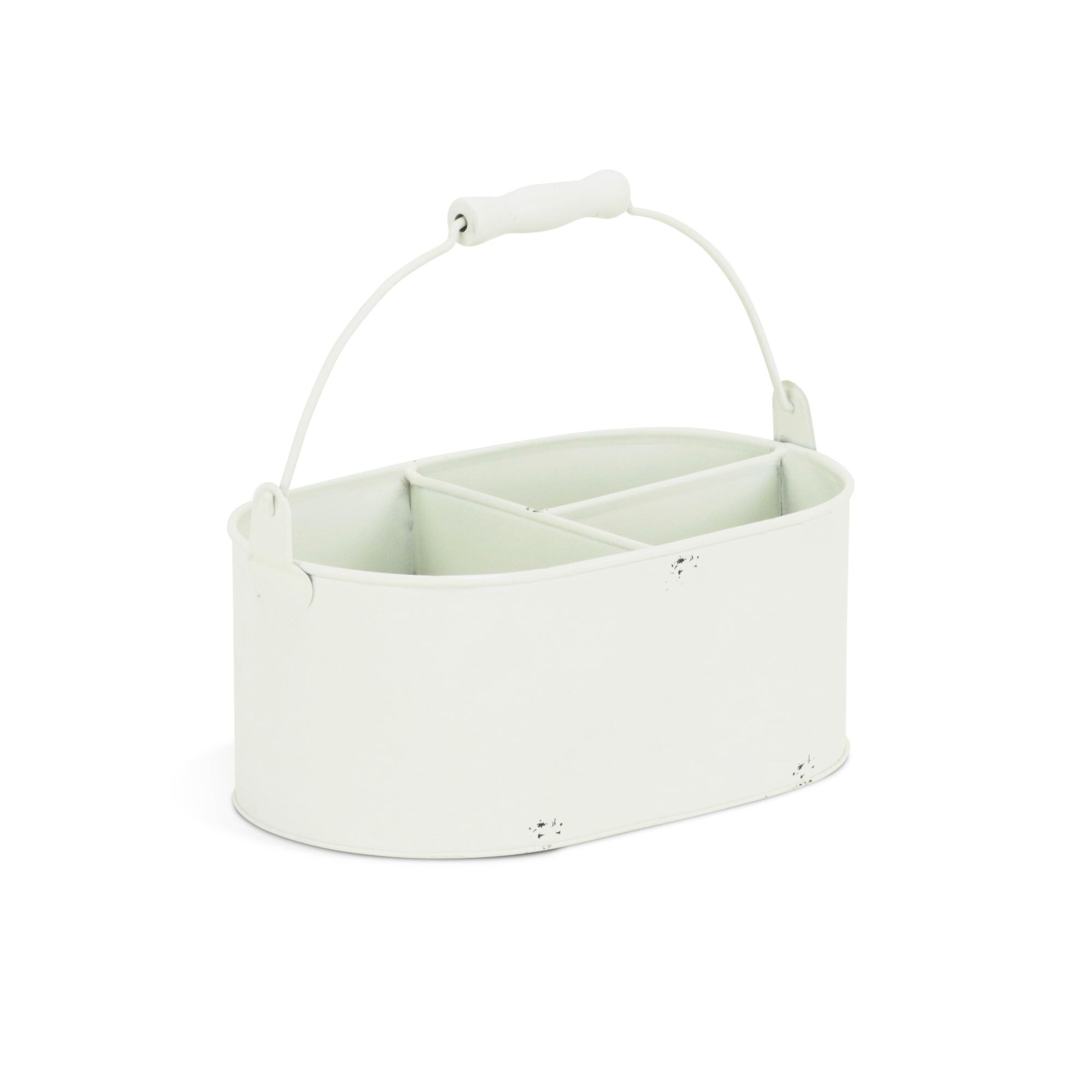 Shop 10 75 White Rustic Finish 3 Storage Caddy With Handle On Sale Overstock 31710554