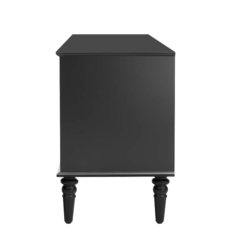 68.9" TV Stand for TVs up to 75 Inches, Entertainment Center Media Console with Fluted Glass Doors and Five Solid Wood Legs