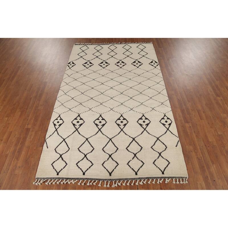 Trellis Moroccan Oriental Area Rug Handmade Modern Wool Carpet - 5'10"x 9'8"