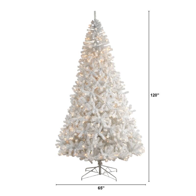 10ft. White Artificial Christmas Tree with 2200 Branches and 800 LED Lights - Towering Elegant Holiday X-Mas Tree