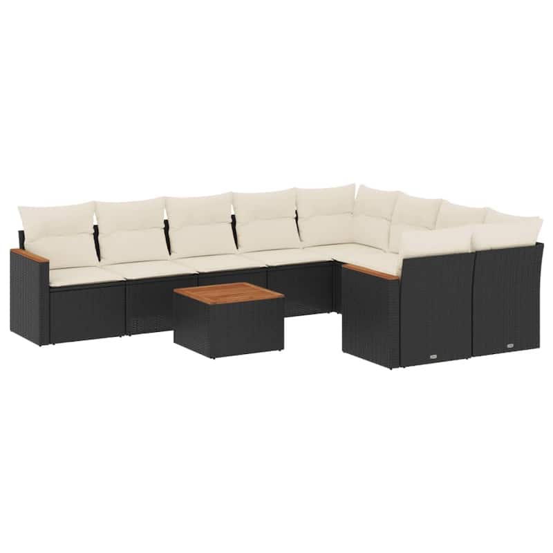 vidaXL Patio Sofa Set with Cushions Outdoor Conversation Furniture Poly Rattan