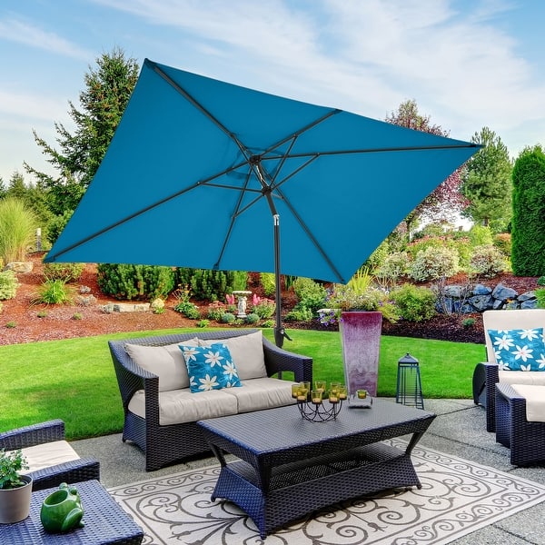 10 ft turquoise patio umbrella Pure Garden Rectangular Patio Umbrella
