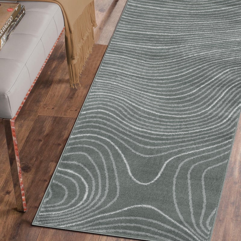 Superior Veer Modern Abstract Wood Grain Indoor Runner or Area Rug