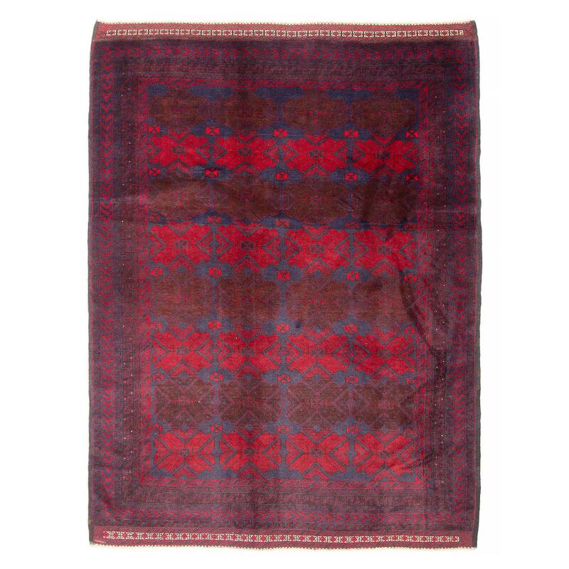 ECARPETGALLERY Hand-knotted Teimani Burgundy Wool Rug - 4'6 x 6'1 - Dark Burgundy - 4'6 x 6'1