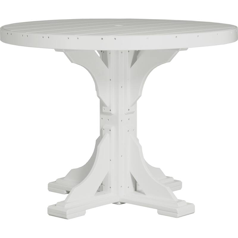 Poly Lumber Round Dining Table Set with Regular Chairs - Counter Height - White