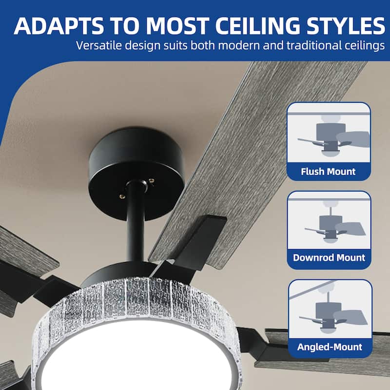Moasis 52 Inch 5-Blade Crystal Chandelier Ceiling Fans with Lights and Remote Control - 52 Inches