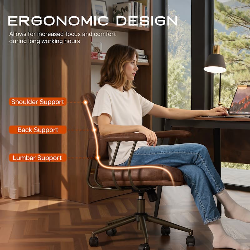 OVIOS Ergonomic Suede Fabric Office Swivel Chair