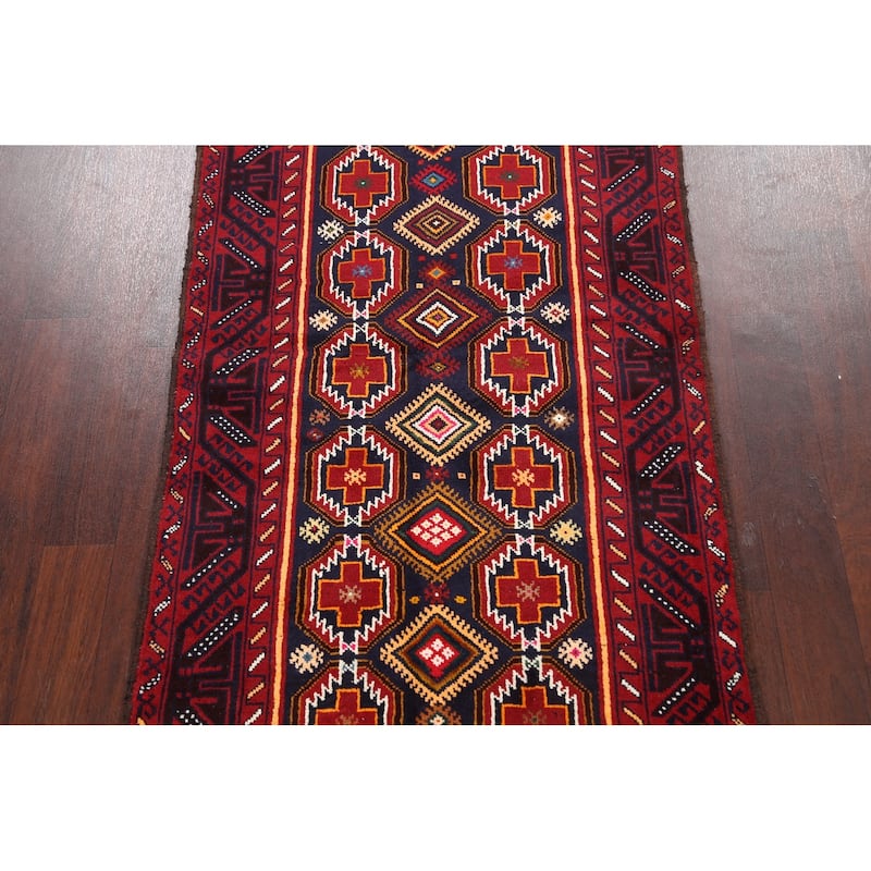 Geometric Traditional Persian Balouch Area Rug Handmade Wool Carpet - 3'4" x 6'5"