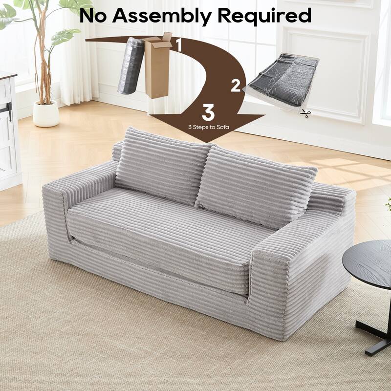 72.05" Corduroy Convertible 2-Seater Sofa with Memory Foam