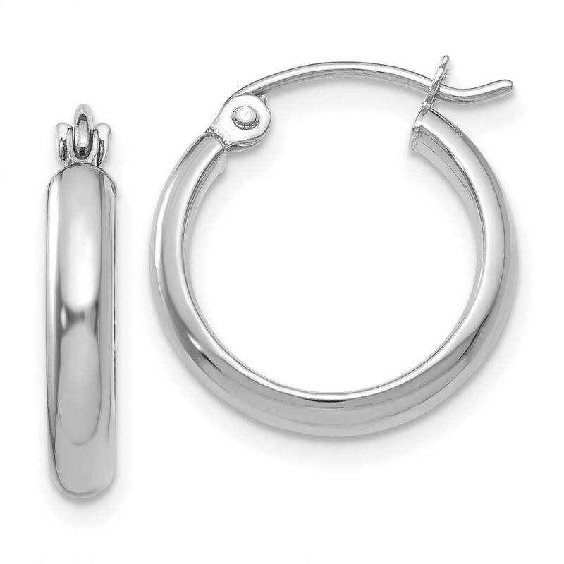 Curata 10k White Gold Polished 2.75mm Hoop Earrings - 15mm - 51mm