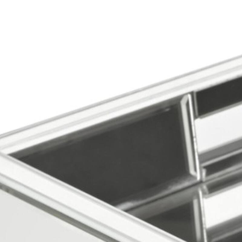 HomeRoots 16" Silver Mirrored Glass Serving Tray With Handles - 16.14 in. x 14.17 in. x 2.36 in.