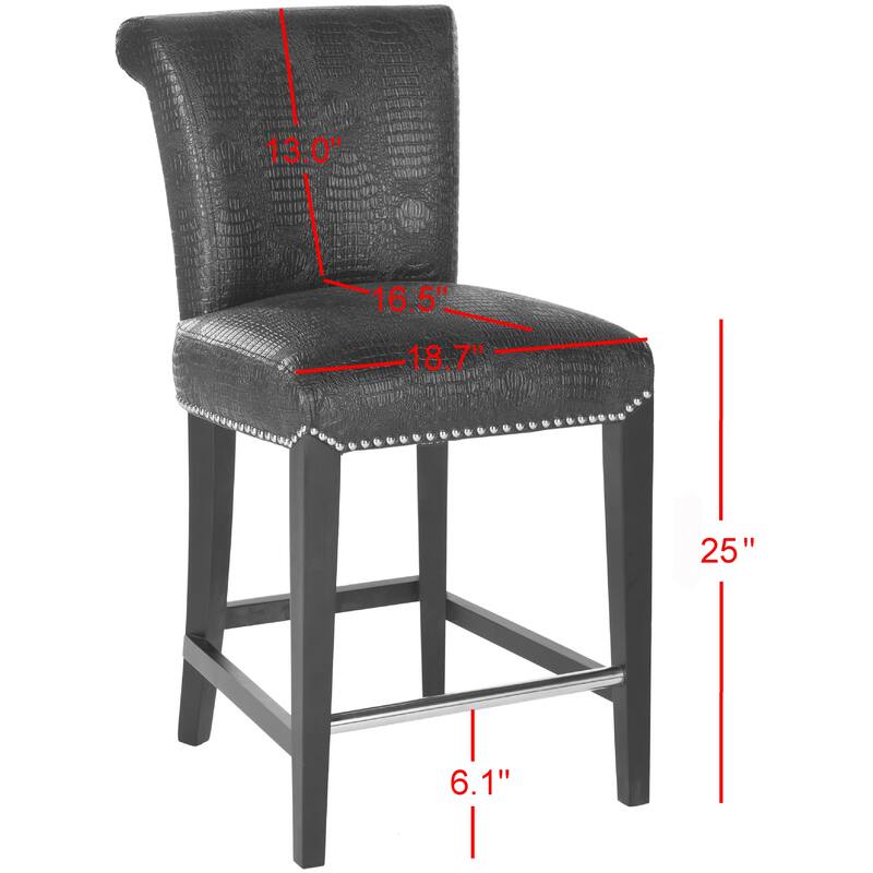 SAFAVIEH Jenelle Black Faux Leather 23-inch Counter Stool - 18.7" W x 23" D x 36.4" H - 19Wx23Dx36H