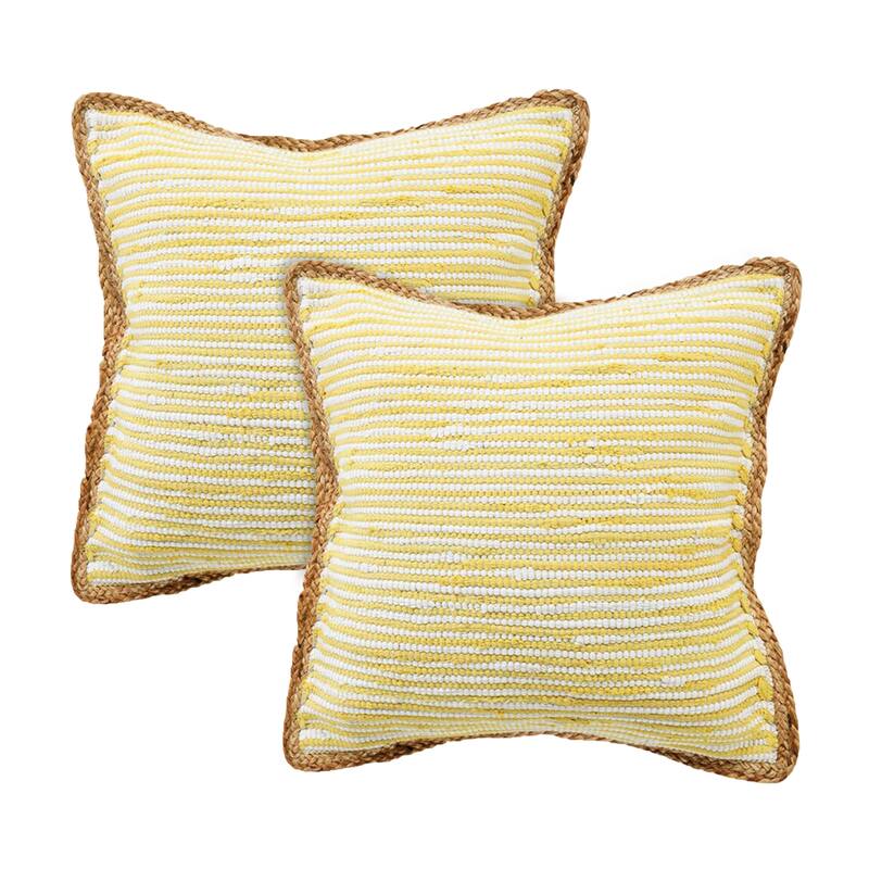 Sevita Riley Cotton Blend Throw Pillow, Set of 2 - Yellow/White