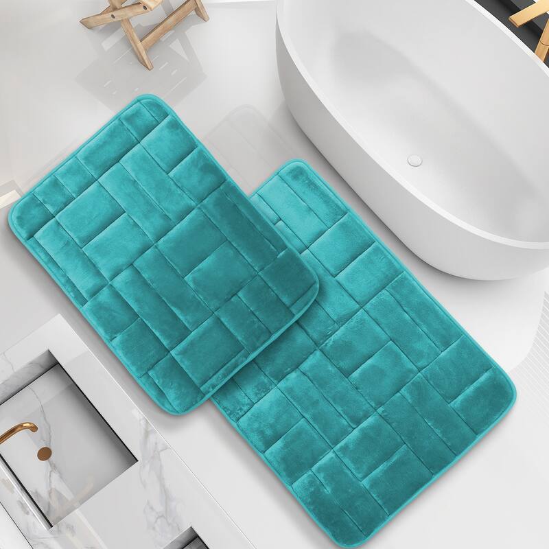 Clara Clark Ultra Soft Non Slip and Absorbent Bath Rug - Tiled Velvet Memory Foam Bath Mat