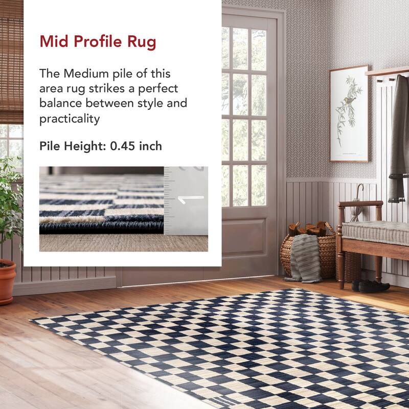 Nuloom Dominique Abstract Checkered Fringe Area Rug