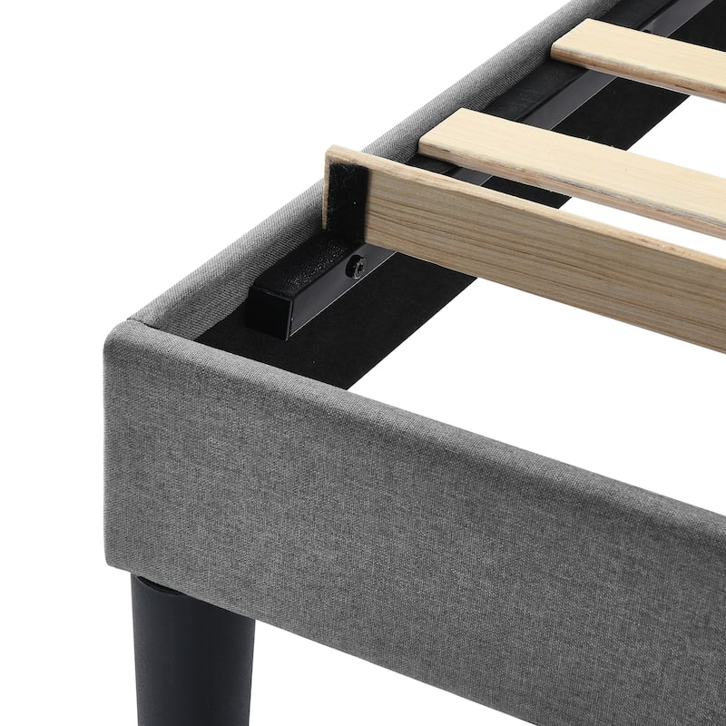 Tufted Light Grey Upholstered Queen Size Platform Bed