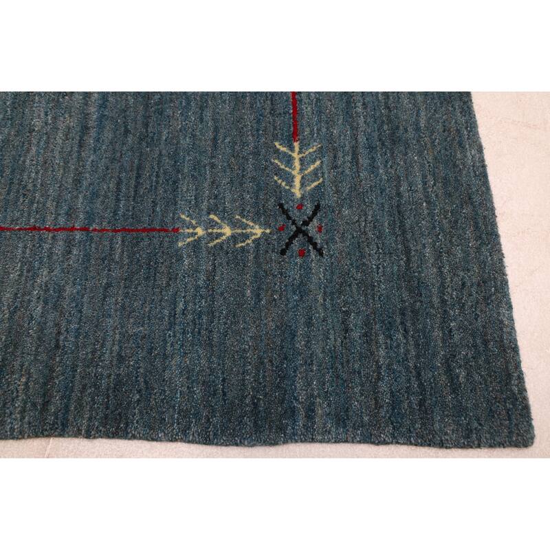 ECARPETGALLERY Hand Loomed Kashkuli Gabbeh Dark Blue Wool Rug - 5'1 x 6'8