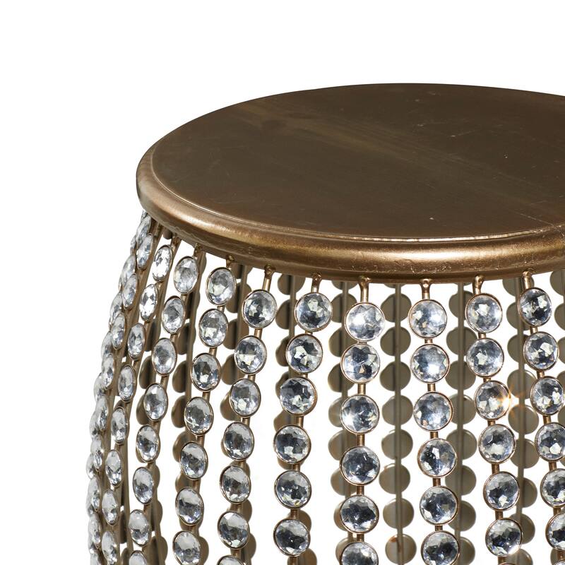 Metal Open Frame Accent Table with Crystal Embellishments - Black or Gold - Roche River Decor