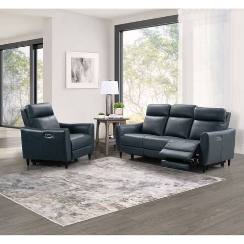 Abbyson Ludovic 2 Piece Leather Power Reclining Sofa and Chair Set