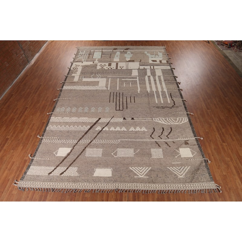 All-Over Abstract Moroccan Palace Size Rug Hand-Knotted Wool Carpet - 11'11"x 18'5"