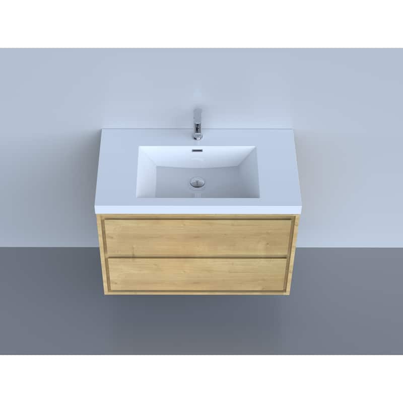 Sage 36" wall mounted bathroom vanity with single basin acrylic top