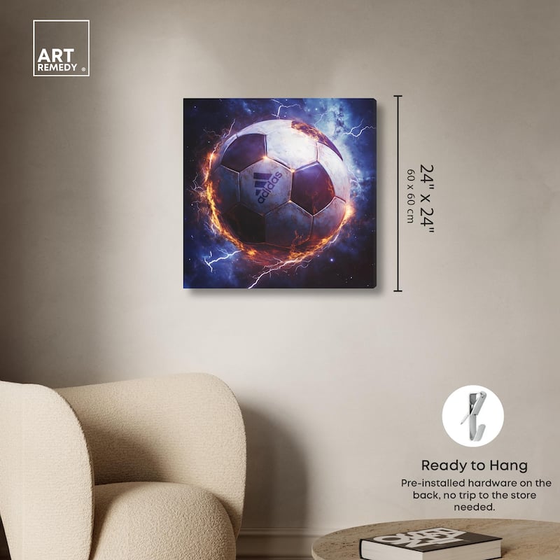 Electrify Soccer Ball Canvas by Art Remedy, Gallery Wrapped