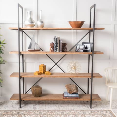 Irene Industrial 4 Shelf Firwood Bookcase by Christopher Knight Home - 72.00" W x 17.00" D x 79.00" H