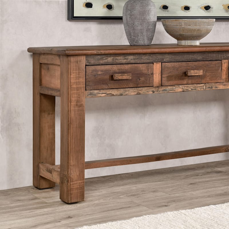 Classic Home Ezra Reclaimed Wood 6Dwr Console Table Natural