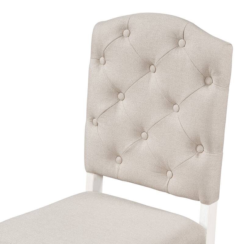 Vintage Style Dining Chair Set, Button Tufted Chairs with Upholstered Seats, for Dining Rooms, Espresso, 4-Piece Set