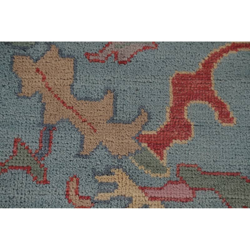 Transitional Pink Oushak Area Rug Hand-Knotted Wool Carpet - 8'2"x 9'10"