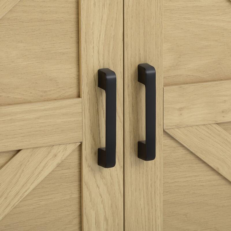 Farmhouse 59.3" Sideboard Buffet with Sliding Barn Doors and Open Storage for Living or Dining Spaces