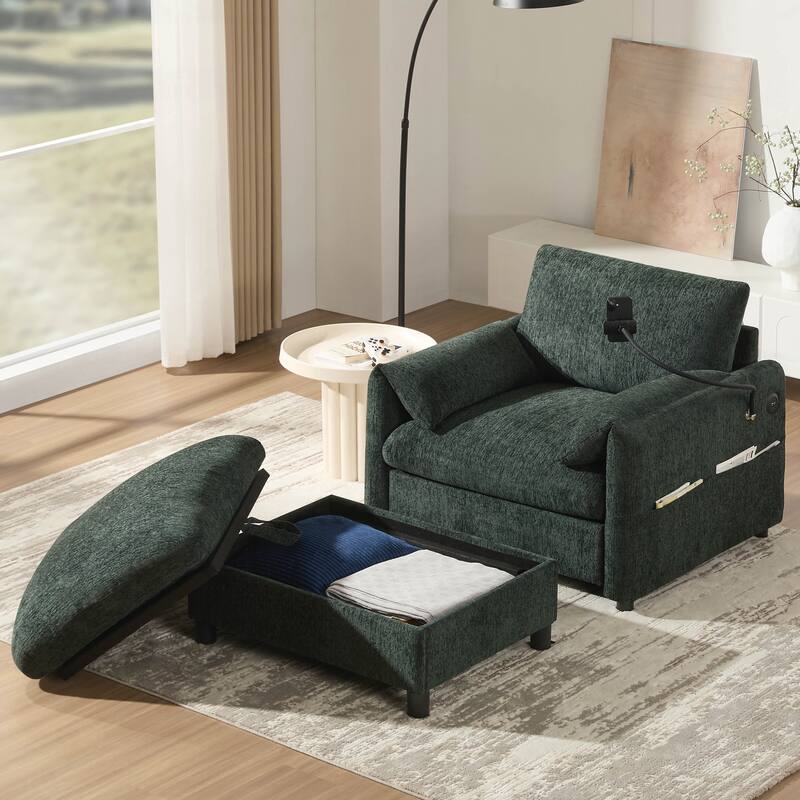 Comfy Chenille Armchair, Modern Cloud Chaise Lounge for Living Room&Apartment
