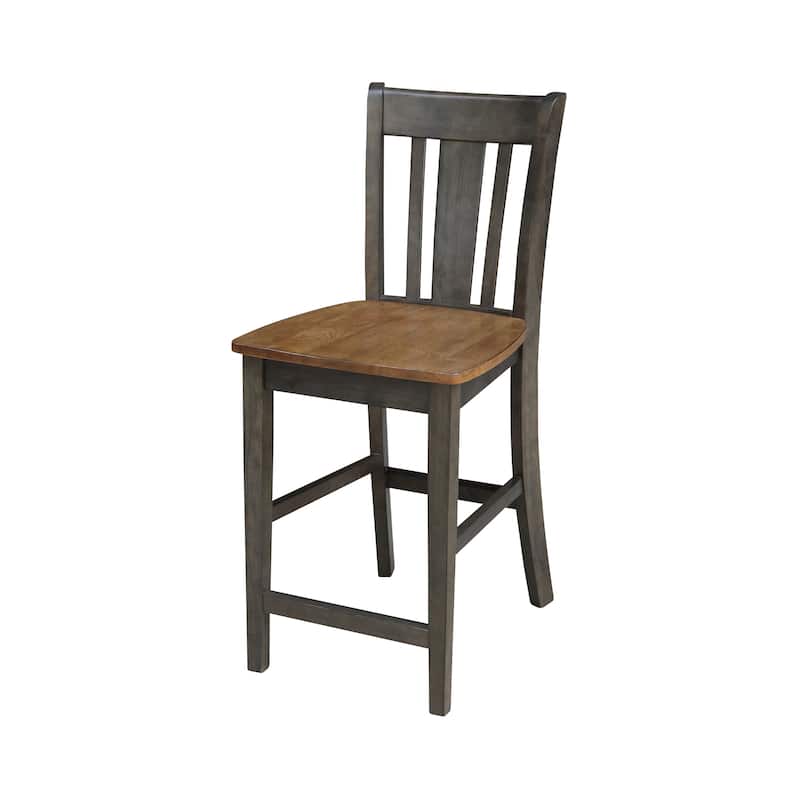 42 in Solid Wood Round Drop Leaf Counter Height Dining Table with Stools in Hickory/Washed Coal