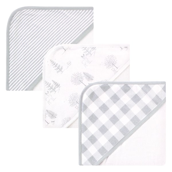slide 1 of 1, Touched by Nature Baby Unisex Organic Cotton Hooded Towels, Gray Woodland, One Size - Gray Woodland - One Size One Size - Gray Woodland