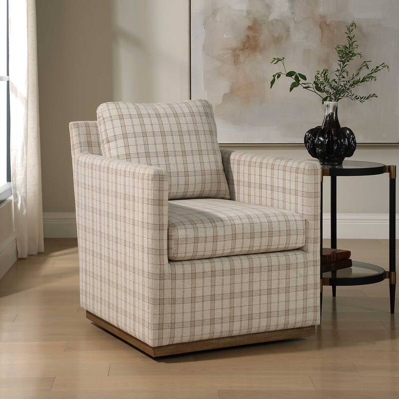 Uttermost Basie Casual Linen Swivel Chair - 31.50" W x 31.00" H x 27.75" D