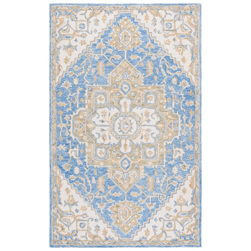 SAFAVIEH Handmade Metro Seonaid Wool Rug - Blue/Beige - 5' x 8'
