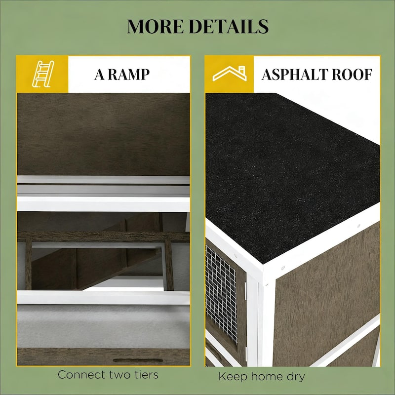 Pet House,Wooden Small Animal Cage is designed for convenient cleaning - Brown