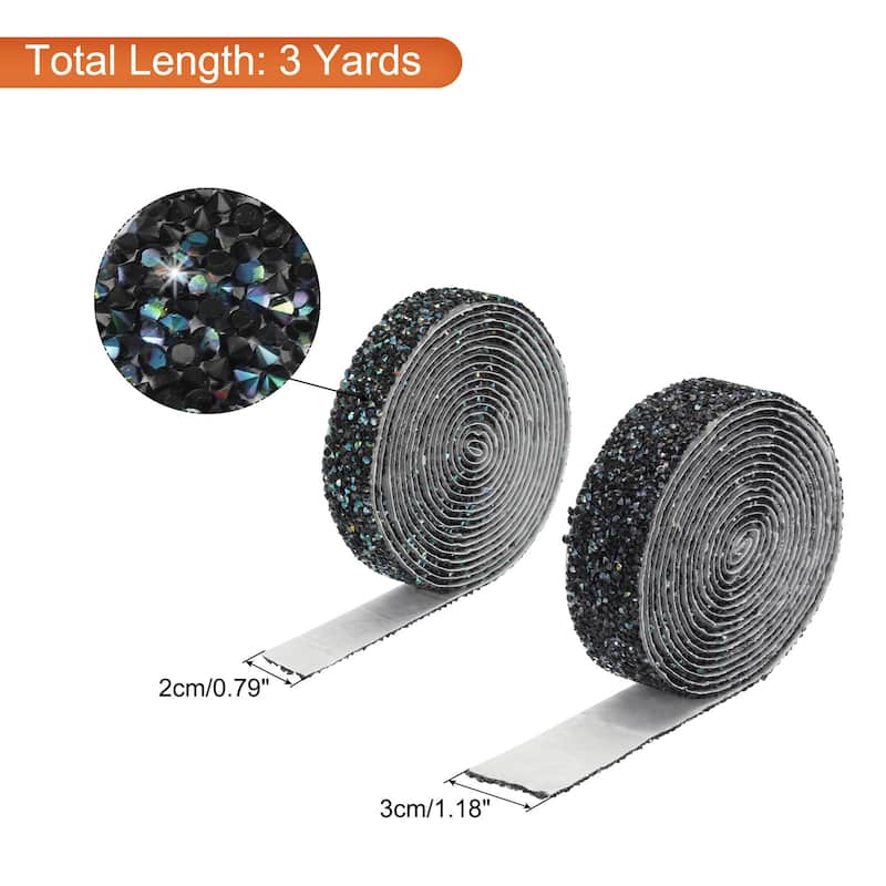 2 Roll 6 Yards Self Adhesive Crystal Rhinestone Diamond Ribbon