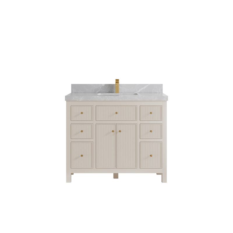 Willow Collections 42 in W x 22 in D Sonoma Free Standing Reeded Single Sink Bathroom Vanity with Countertop