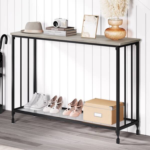 Simple Sofa Table with Glass Shelf for Entryway - Bed Bath & Beyond ...