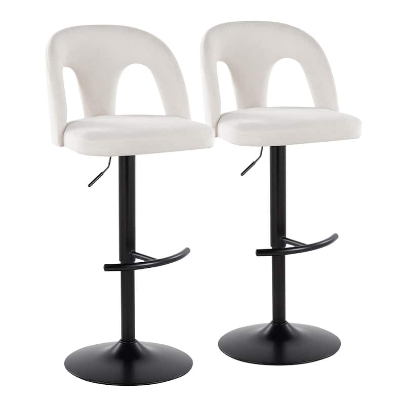 Ava Upholstered Adjustable Barstool - Set of 2 - White