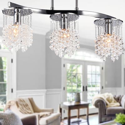 Silver Orchid Hessling Chrome 22-inch 3-light Crystal Chandelier