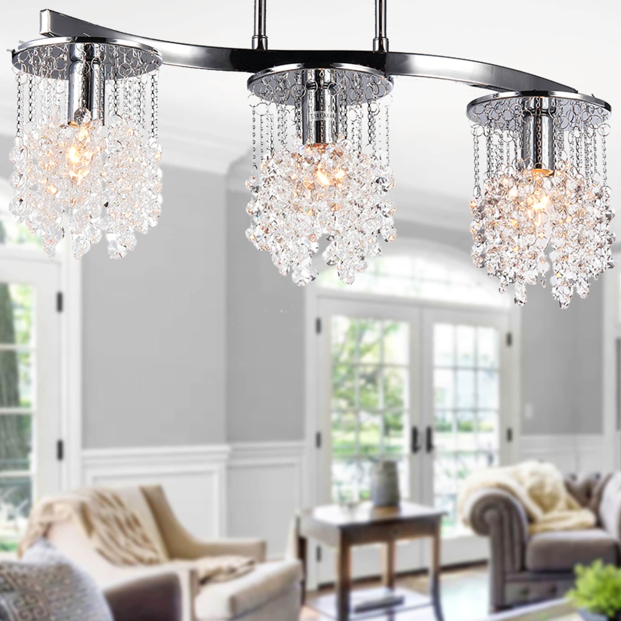 Warehouse of Tiffany Hessling Chrome 22-inch 3-light Crystal Chandelier