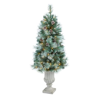 4.5' Artificial Christmas Tree with 100 Lights in Decorative Urn