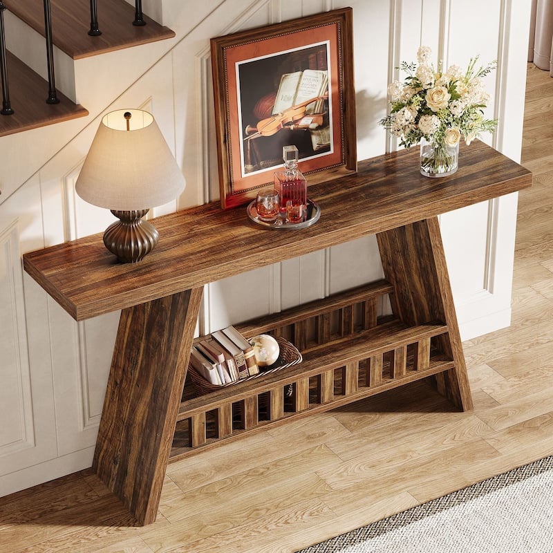 63 Inches Industrial Console Sofa Table for Living Room Entryway