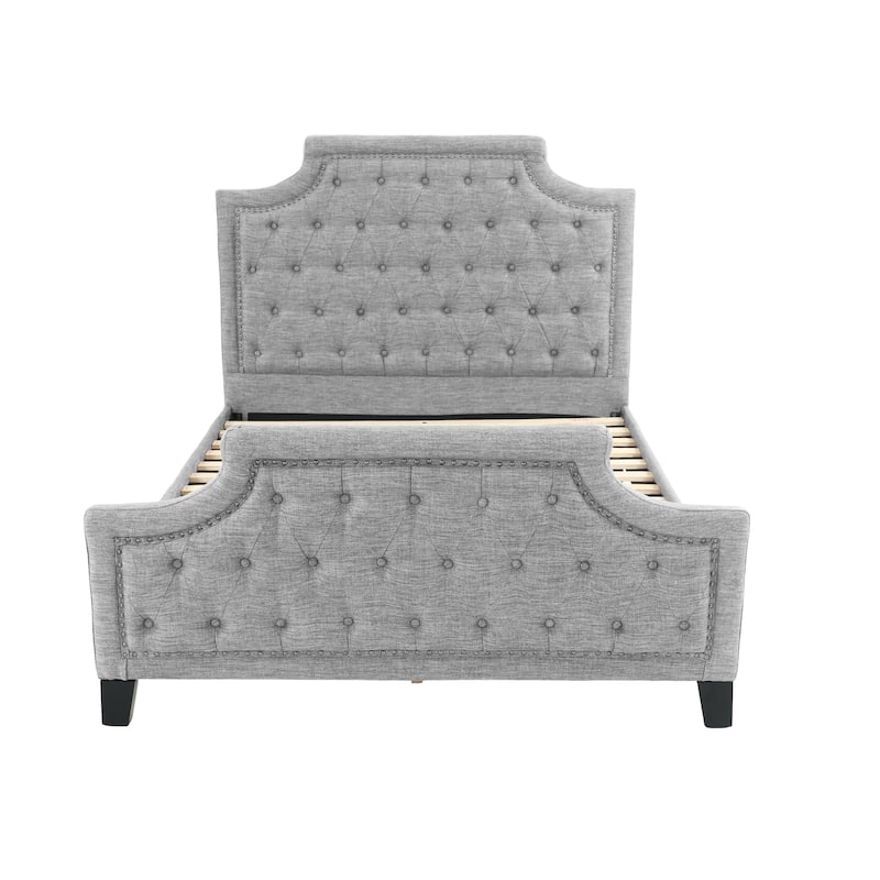 Full Size Fabric Panel Bed with Wood Frame (3-Piece Packaging)