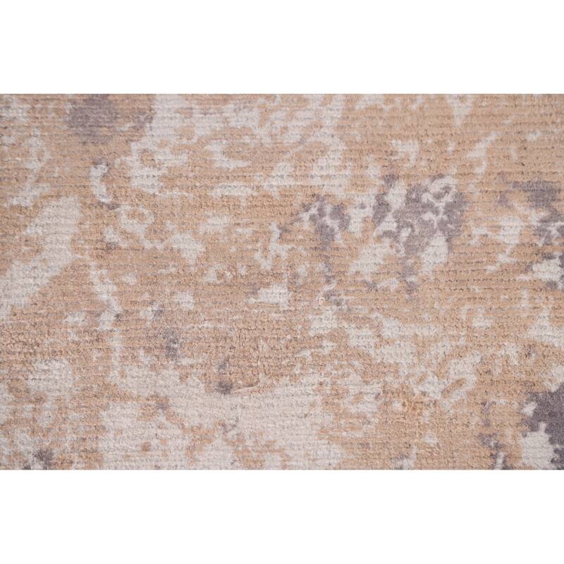 Abstract Modern Area Rug Hand-Knotted Beige Wool Carpet - 7'9"x 9'9"